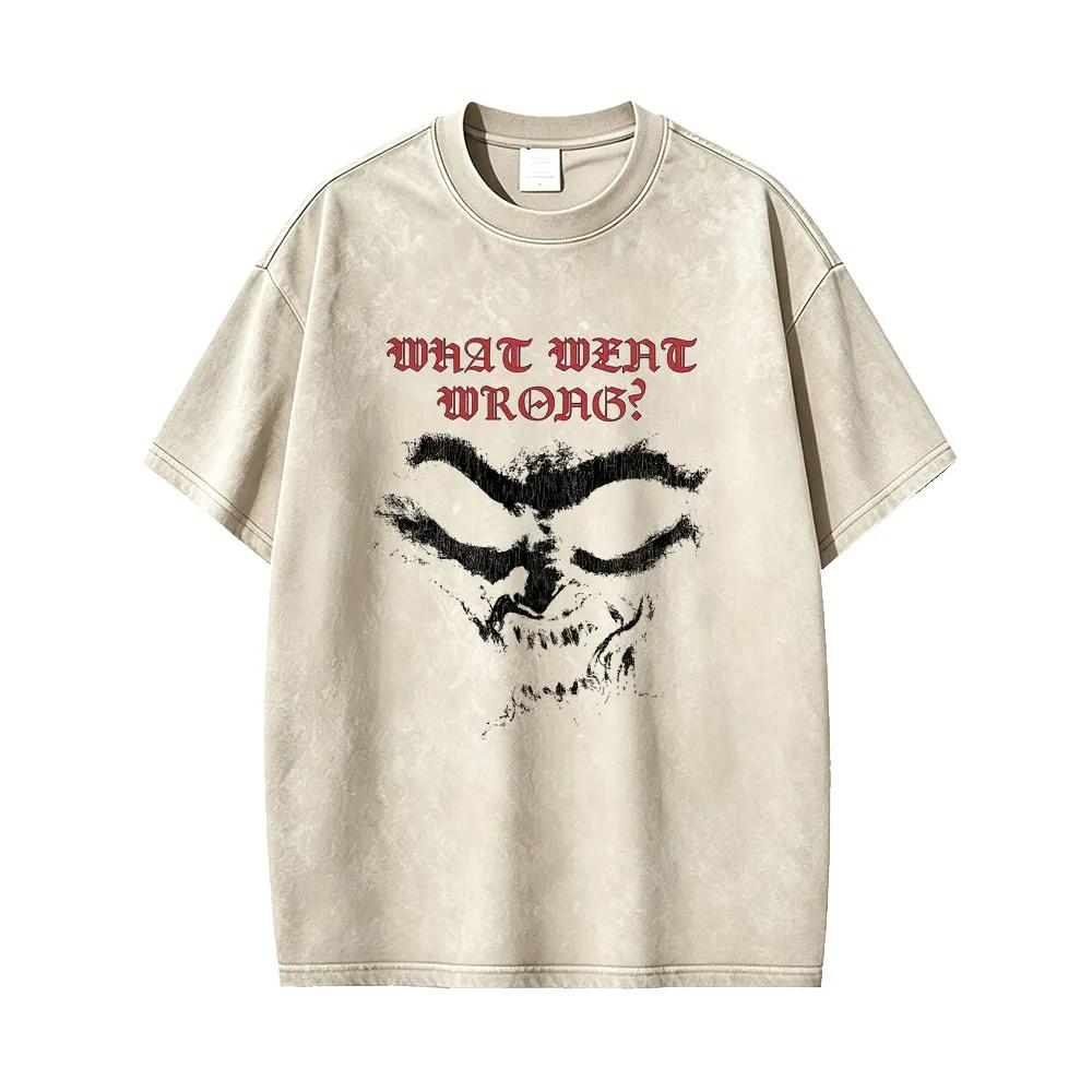 Postal Dude I Regret Nothing Vintage Washed T-shirt Men Women Horror Gothic Rock T Shirts Men's Casual Retro Oversized T-shirts