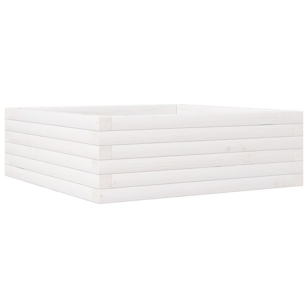 Vidaxl Donica Ogrodowa, Biała, 70X70X23 Cm, Lite Drewno Sosnowe