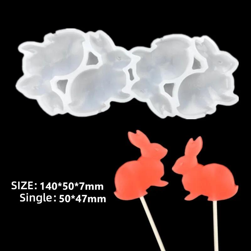 Silicone Lollipop Molds Round Heart Star Rabbit Shape Candy Mold Cake Topper Decorating Tools Chocolate Biscuit Baking Mould