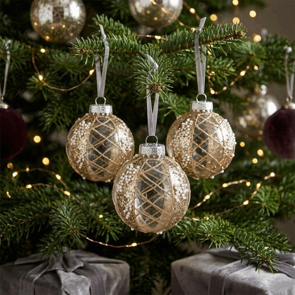8CM Clear Bauble Christmas Tree Ball Plastic Christmas Hanging Ball Xmas Decorative Balls Festive