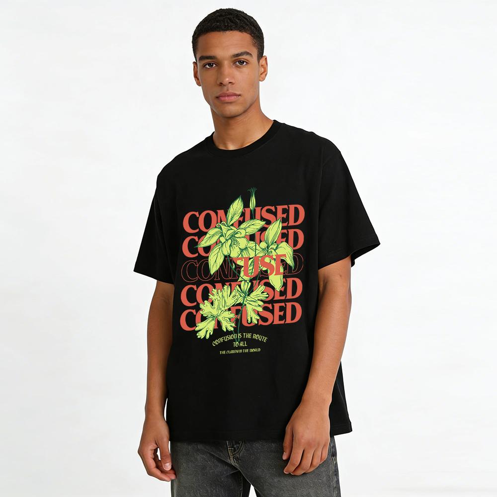 Verwirrender Floral Print Vintage T-Shirt Lässiges Nischen-Kurzarm-Oberteil Reines Baumwoll-T-Shirt