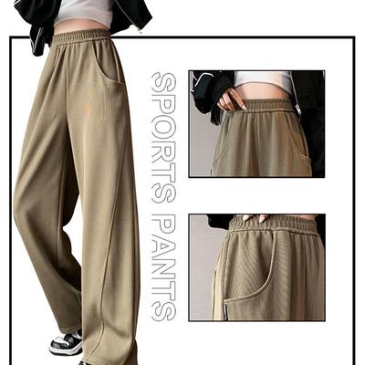 Pantaloni da Donna Taglia Grande Primavera e Autunno Vita Alta Gamba Larga Dritti Pantaloni Larghi Casual Moda Streetwear