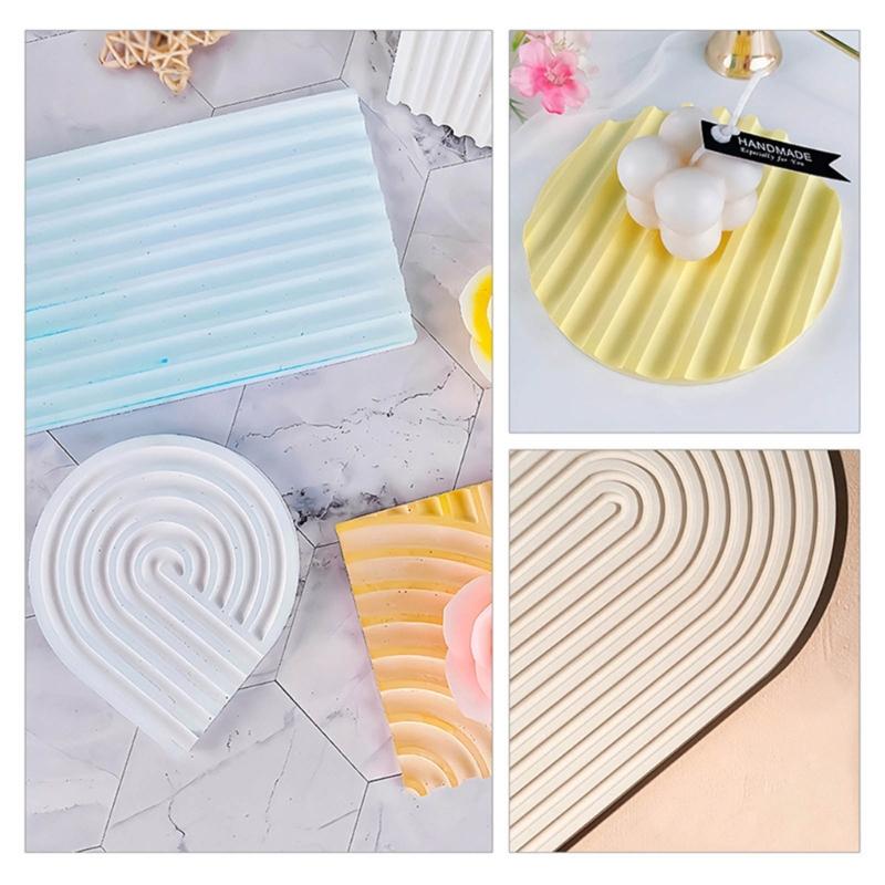 Striped Coaster Silicone Molds for Resin Casting Arch Door Coaster Tray Molds Epoxy Casting DIY Craft Cup Mat Resin Mold