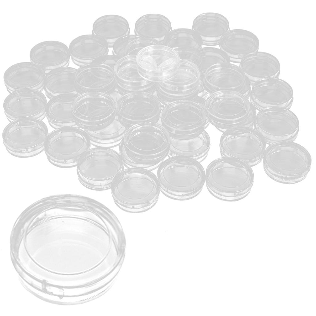 50pcs 33mm Cylindrical Transparent Watch Parts Storage Box Repairing Spare Parts Case