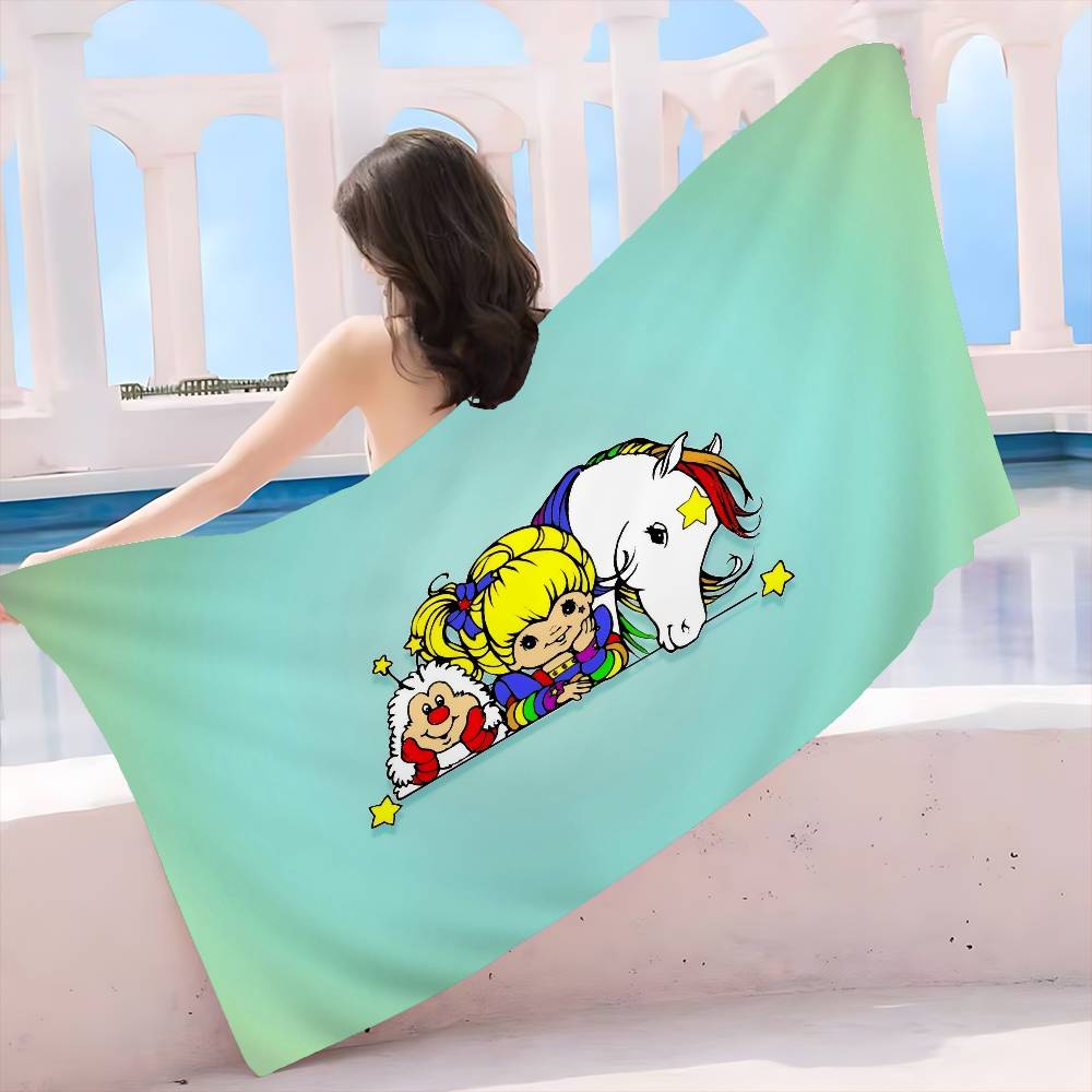 R-Rainbow B-Brite Cartoon Bath Towel Microfiber Soft Water Absorbing Breathable For Girl Kids Decorative Cartoon Beach Towel