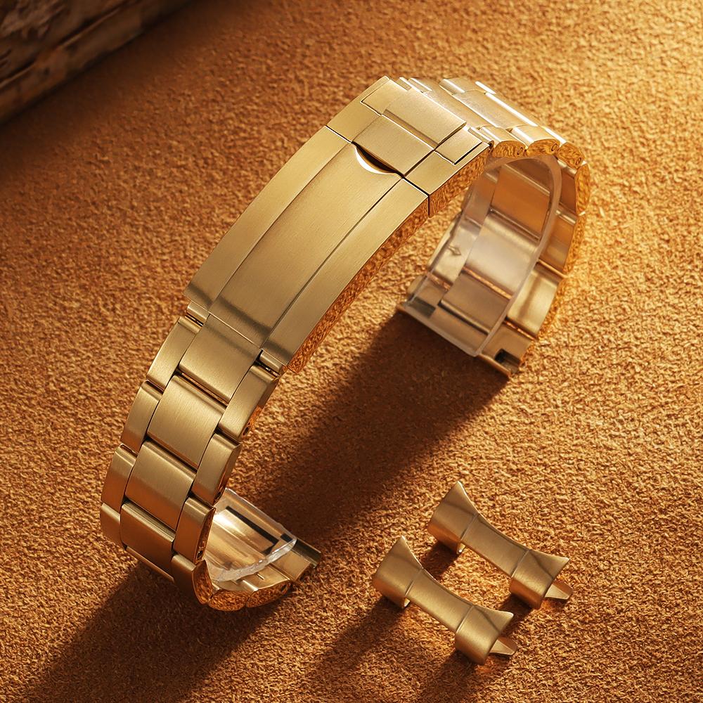 Luxury Curved End Stainless Steel Bracelet Folidng Buckle Watch Straps 20mm 21mm 22mm for Rolex for Oyster Perpetual Wrist Band