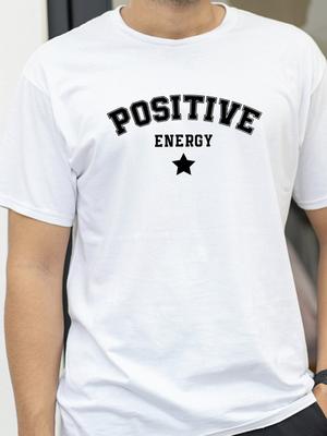 Positive Energy Men Women Tshirts Trendy Urban Streetwear Summer Elegant Star Letter Printed Tshirt Casual Loose Couples Tops