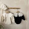 2025 Korean Spring Lace Lapel Snap Crotch Bodysuit for Girls - Infant/Toddler Romper