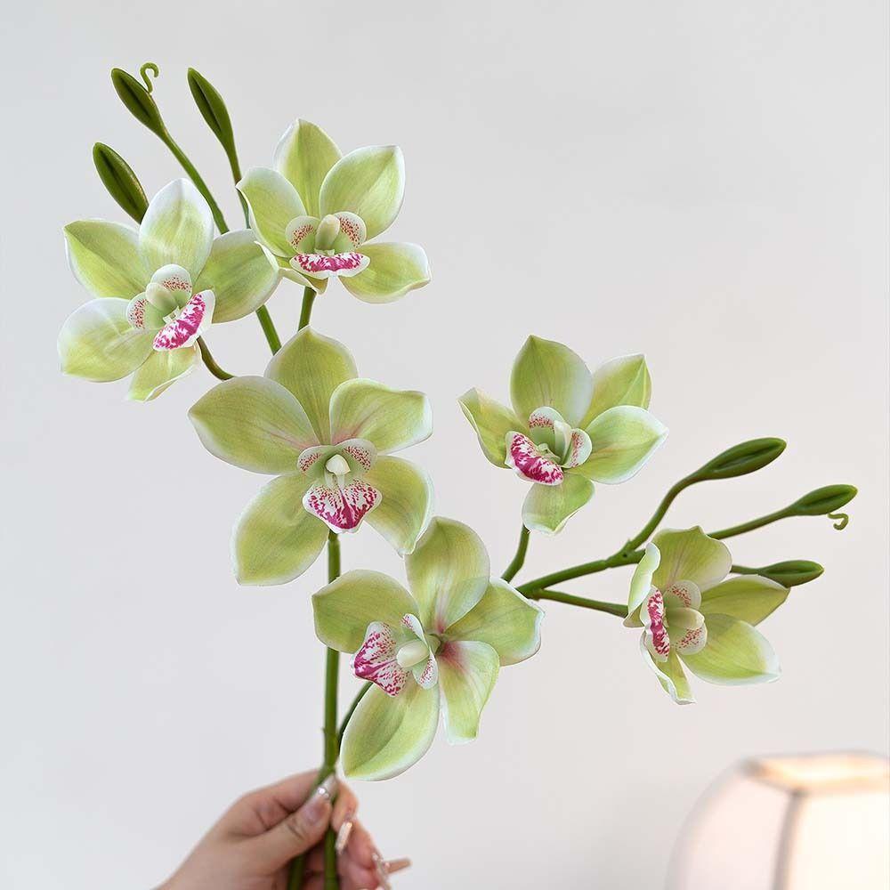 3 Heads Design Faux Flower 55cm Length Artificial Flower Stem Simulated Orchid  Wedding Decoration