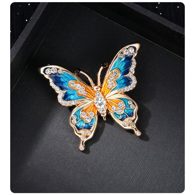 High end enamel, painted butterfly brooch, women's fashion, drip oil inlaid with diamonds, Christmas gift, Stocking stuffers, Valentine's Day gift