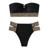2 Teile/satz Ring Verbindung Off Schulter Bikini Bh Hohe Set Bandeau Taille Slips Bademode Beachwear