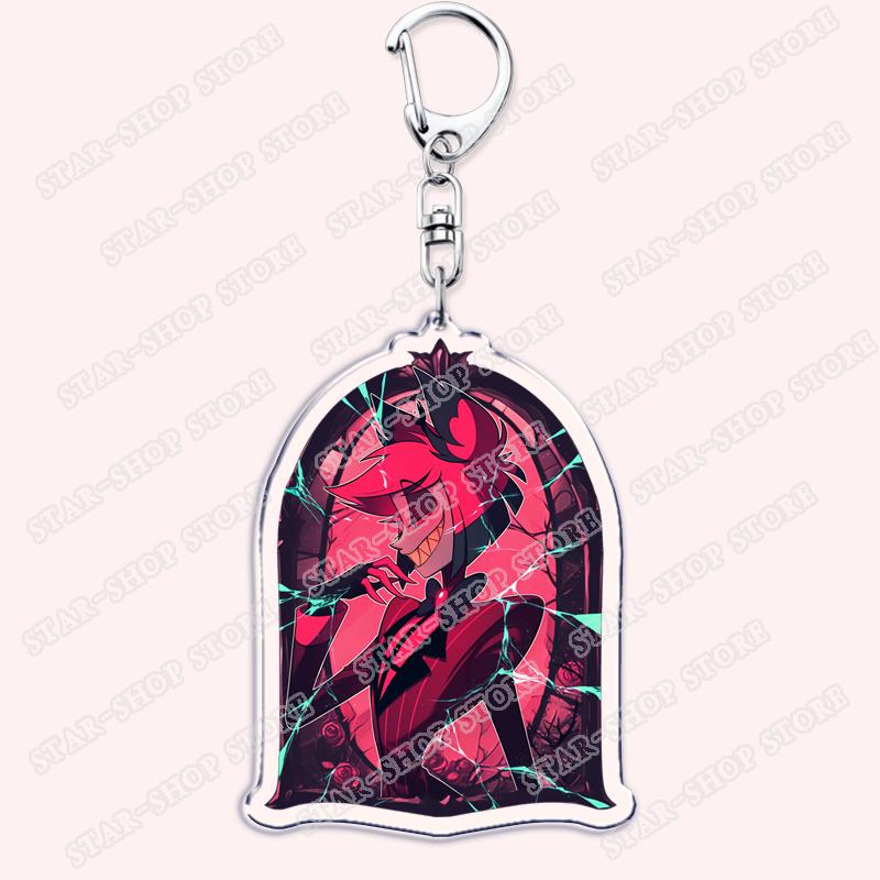 Heiß Populär Anime Cartoon Dämon Figur Schlüsselanhänger für Zubehör Tasche Angel Dust Schlüsselanhänger Ring Schlüsselring Schmuck Fans Freunde Geschenke