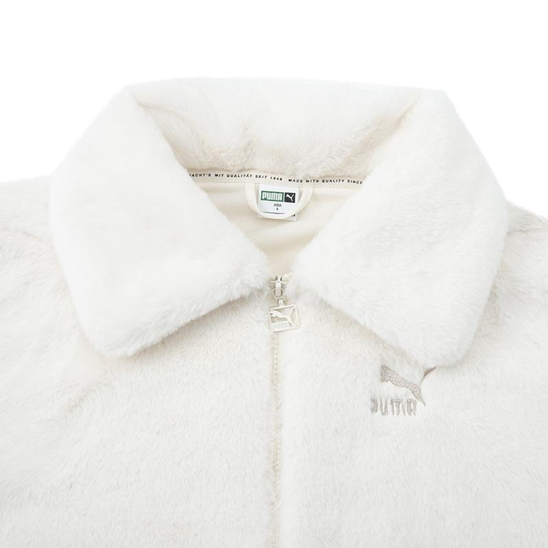 Puma Sports Casual Warm Faux Fur Jacket Women Jacket White 537585-65