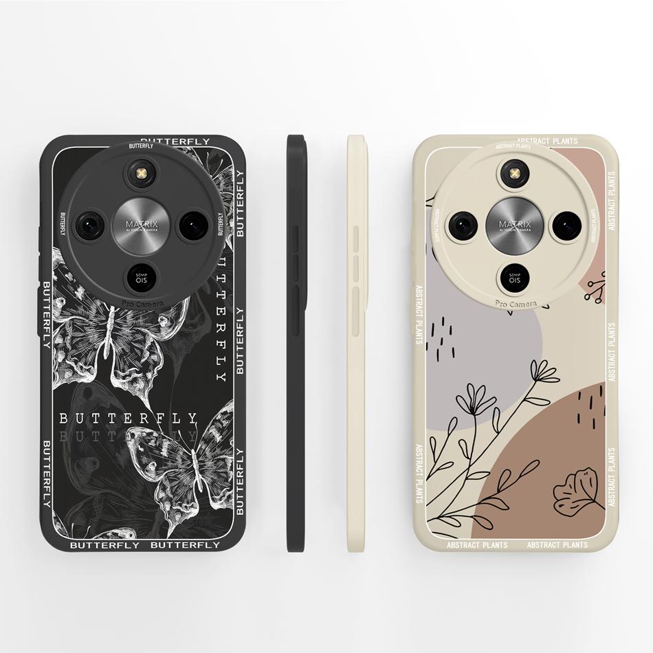For Honor Magic 8 Lite Case Simple Butterfly Phone Cover Soft Liquid Silicone Shockproof Back Covers For Magic8 Lite 5G Bumper