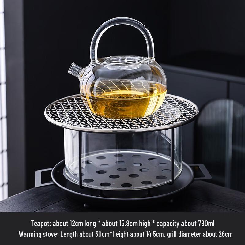 Transparent Glass Tea Stove Set with Kettle