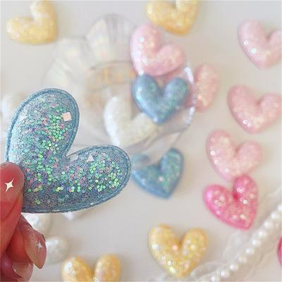 12 buc sclipici material căptușit inimă aplicații pentru DIY pălării agrafe de păr bentițe decor pălării pentru bebeluși haine accesorii patch-uri