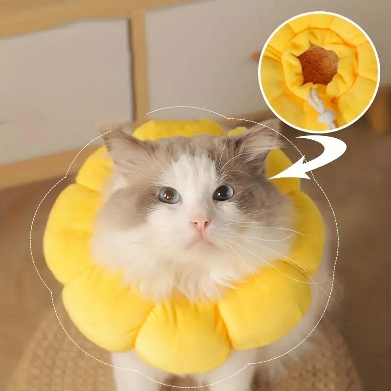 Adjustable Cat Recovery Collar Cute Solar Flower Neck Cone After Surgery Adjustable Cat Recovery Collar Cute Solar Flower Neck C