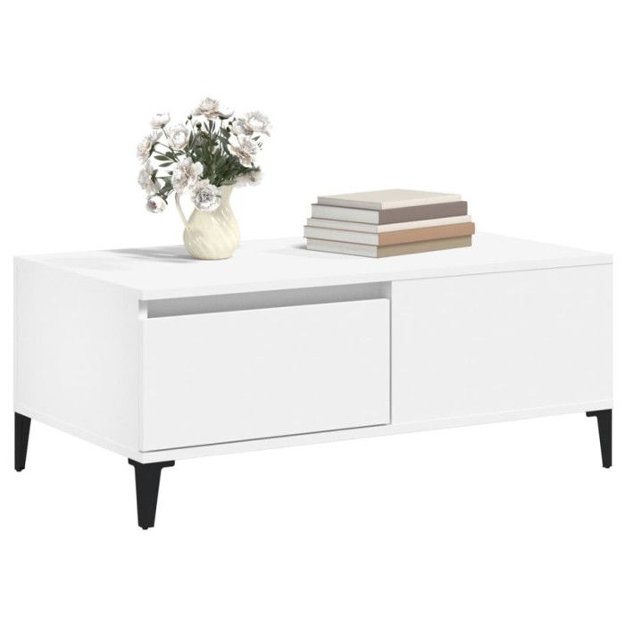 VidaXL Table basse Blanc 90x50x36,5 cm Bois d'ingénierie 821116