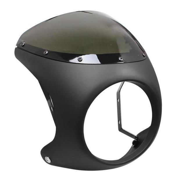 Universal 7 Motorcycle Retro Front Headlight Cover Anti-fall Fairing Protection Windshield For Cafe Racer Honda Yamaha Matte Black A