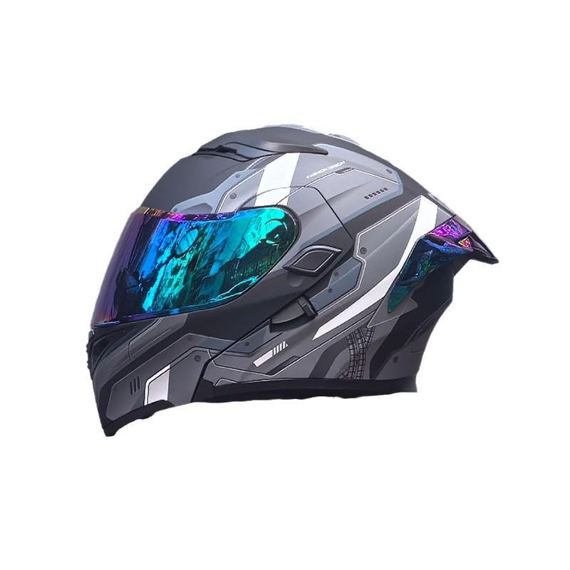 Motorcycle Helmet Peeling Helmet Double Lens Big Tail Locomotive Racing Helmet Running Helmet Men and Women Keep Warm In Winter