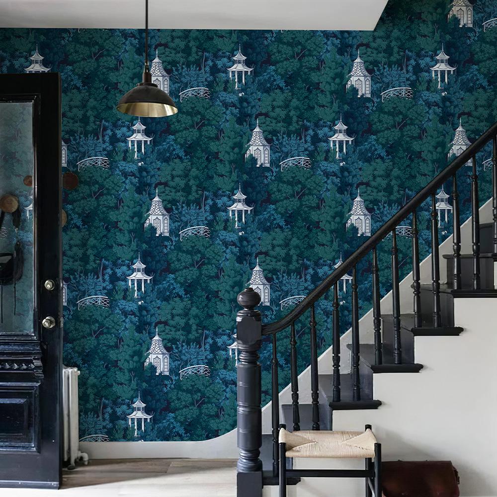 

Ретро Синие Обои для Зданий Самоклеящиеся Виниловые Водонепроницаемые Архитектурный Декор Стен Классический Самоклеящийся Домашний Декор 44cmx300cm