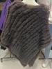 2022 Autumn/Winter Handmade Real Rabbit Fur Knit Triangle Shawl & Women's Pullover Cloak