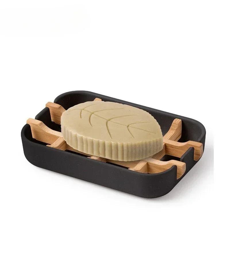 Portable Soap Dish with Handcrafted Wooden Holder & Tray for Bathroom StorageBamboo Soap Box Household Bamboo Eco-friendly
