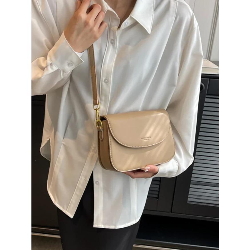 Geantă de umăr versatilă pentru femei  Genți crossbody monocromatice  Genți pătrate mici  Genți simple vintage  Tendință designer de lux