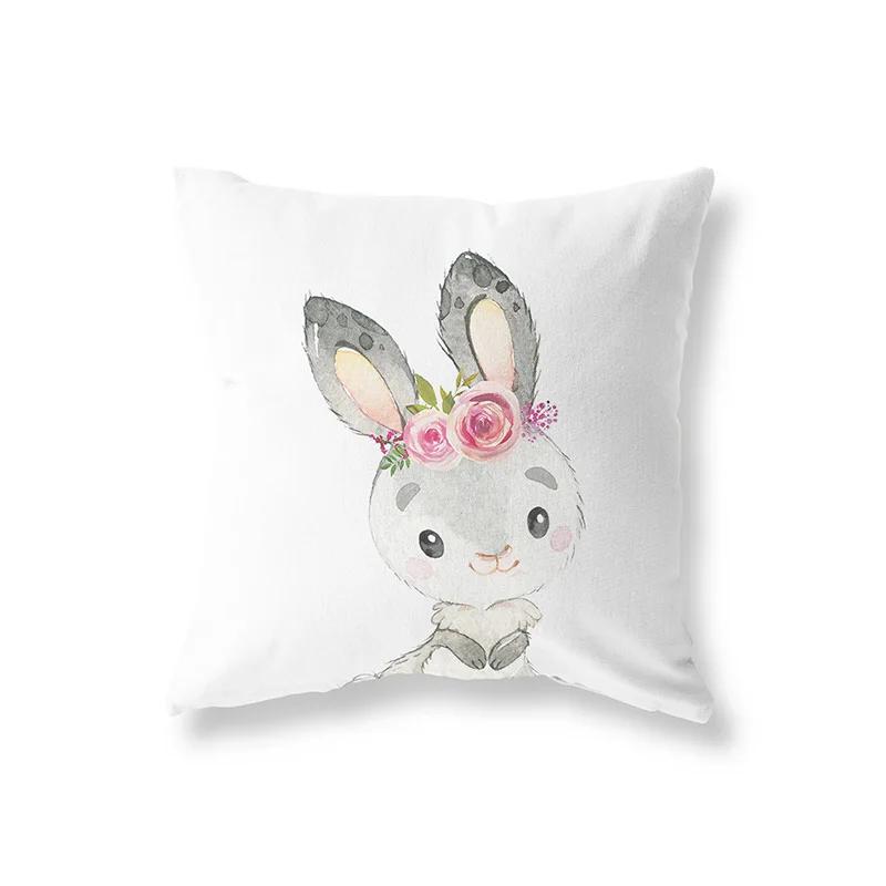 Cute Rabbit Giraffe Animals Children Room Decor Polyester  Cushion Cover Sofa Pillow  Home Decoration Throw Pillowcase