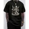 European Sizes Men's Street Style Short-Sleeved Crew Neck T-Shirt with Angel And Money Pattern, Perfect for Summer Outdoor Wear