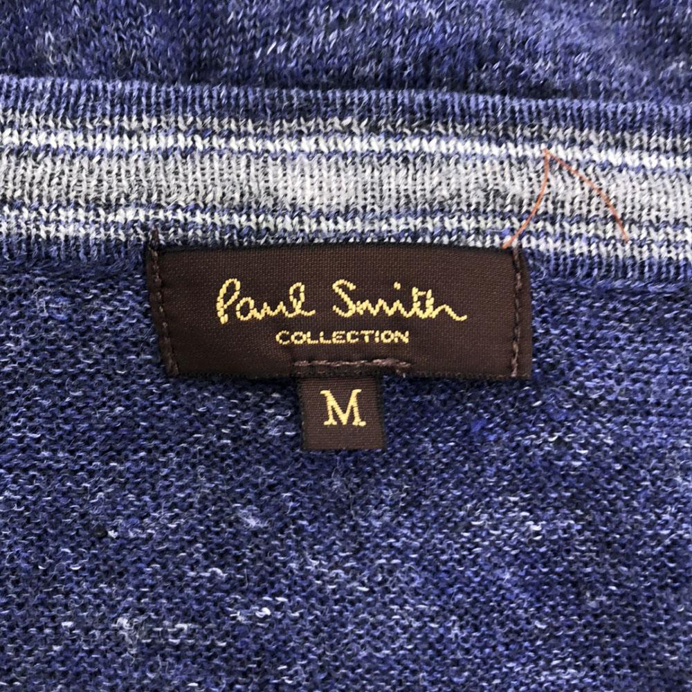 Paul Smith Langärmiger Leinen-V-Ausschnitt-Cardigan M Marine x grau Herren Gebraucht