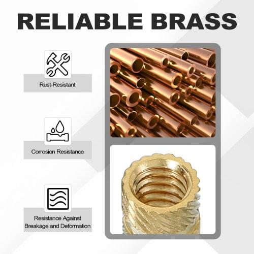 PATIKIL 1/4"-20x10x8mm Threaded Insert, Brass Heat-Set Insert Female Threaded Insert Nut, Recessed Nut for Plastic and 3D Printed Parts, Gold