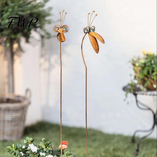 Outdoor Plant Display Stand Big Mouth Bird Garden Stake, Rusty Metal Decorative Potted Yard Art for Patio, Lawn, Courtyard, Decor Weather-resistant