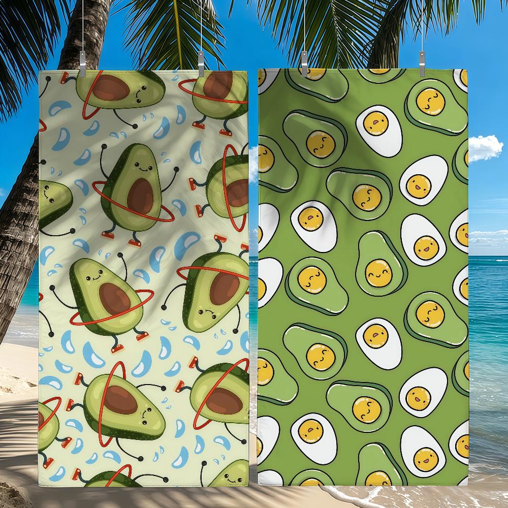 Süßes Avocado-Muster Handtuch Schnelltrocknend Strandhandtücher Sind Geeignet Für Schwimmbäder Camping Yoga Und Das Fitnessstudio
