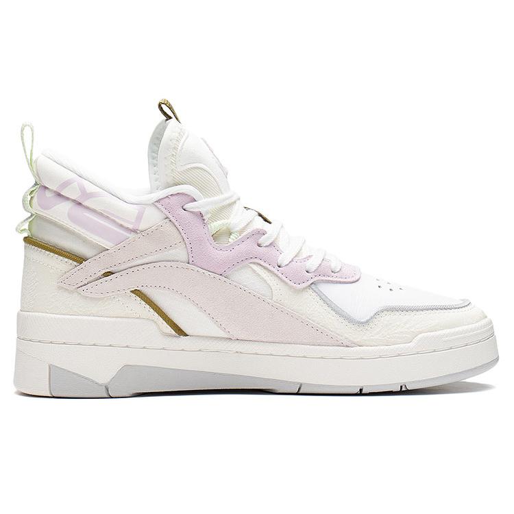 Li Ning Wave Mid Top Skateboard Shoes Women's Ecru AGCS106-3