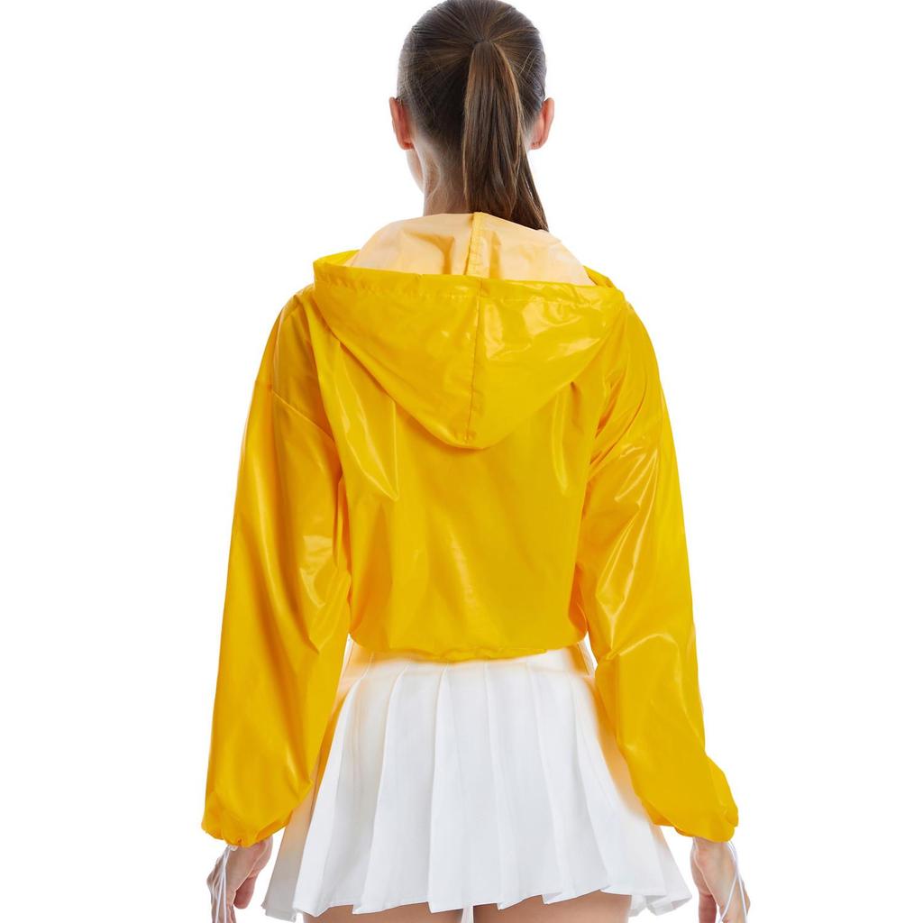 Spring & Autumn Iridescent Yellow Pink Women's Half-Zip Loose Hoodie Jacket