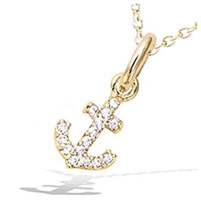 [P8036] - Gold-plated Pendant 'Marine Anchor' Golden White - 8x7 Mm