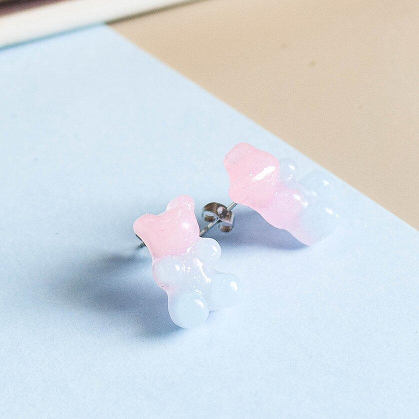 Wholesale Gummy Bears Studs Earrings For Women Teens Girls Gradient Color Sequin Bear Earring Fashion Zircon Birthday Gift