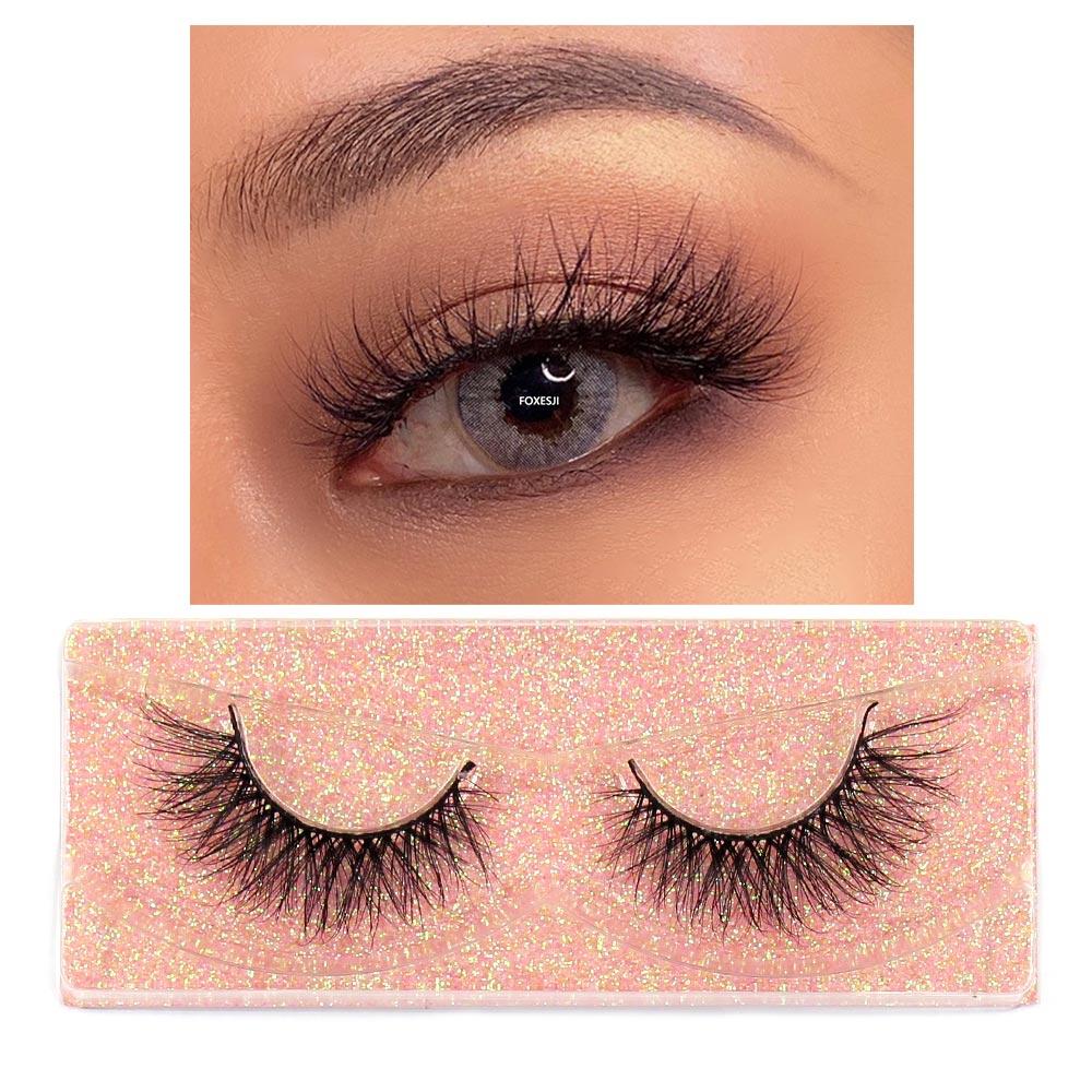 FOXESJI Wimpern 3D Nerz Falsche Wimpern Flauschig Weich Natürlicher Streifen Nerz Wimpern Verlängerung Volumen Fake Wimpern Dicke Wimpern