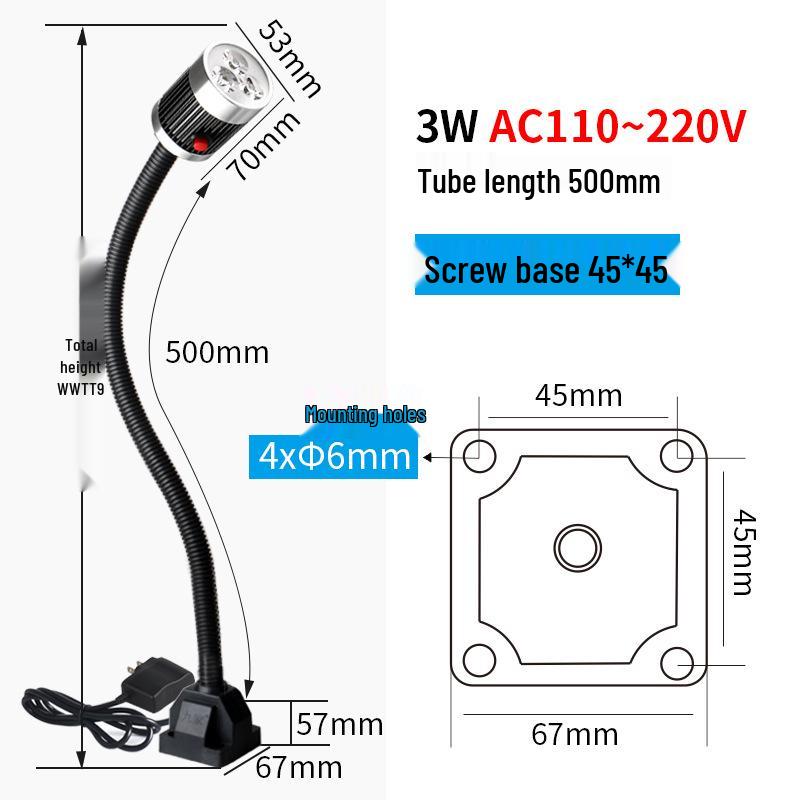 LED Pracovní světlo pro obráběcí stroje – Hadicové magnetické světlo s husím krkem pro CNC soustruh 24V/220V