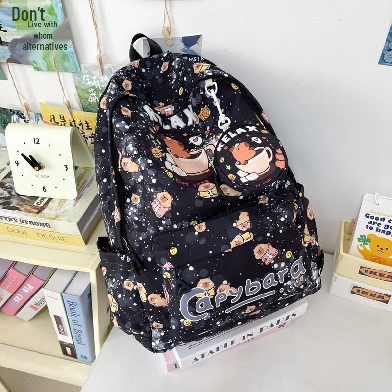 New Style Lightweight Children's Backpack - Large Capacity for Boys & Girls, Double Shoulder Bag with Capybara Design