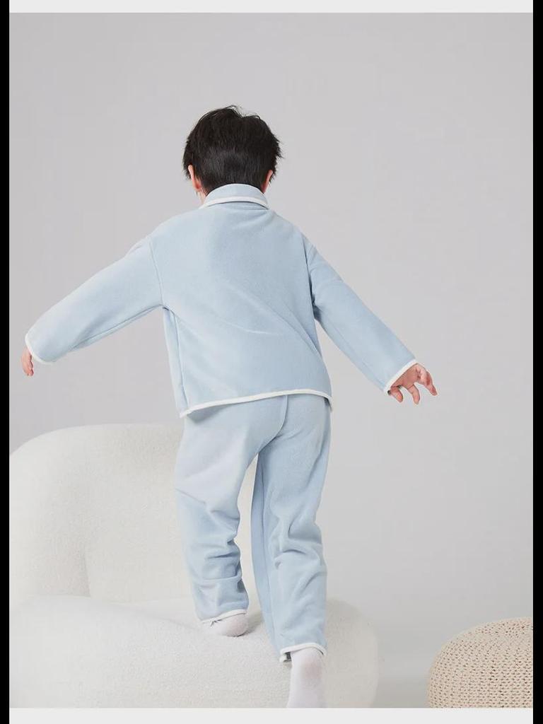 Fleece-Heimkleidungssets für Kinder für Herbst/Winter – Pyjama- und Hosensets für Jungen und Mädchen, warme Eltern-Kind-Outfits