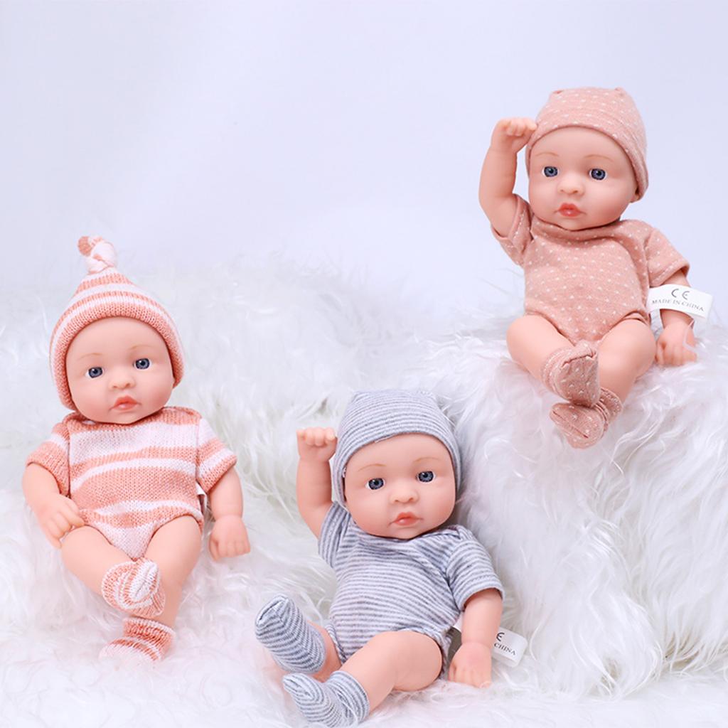 20cm Reborns Toddler Popular Realistic Cute Girl Doll with Braided Sweater Hat Soft Body High-quality Handmade Doll