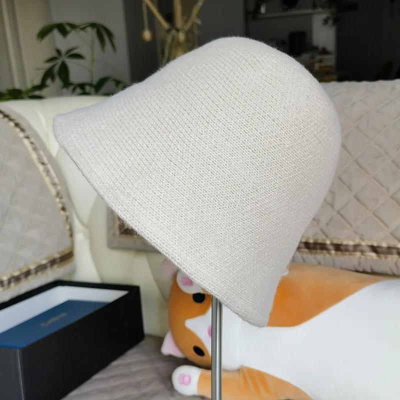 New Winter Hat Ins Wind Japanese Bucket Hats Korean Version Cute Knitted Hats Wool Bucket Hat For Women Mother Mum Gift