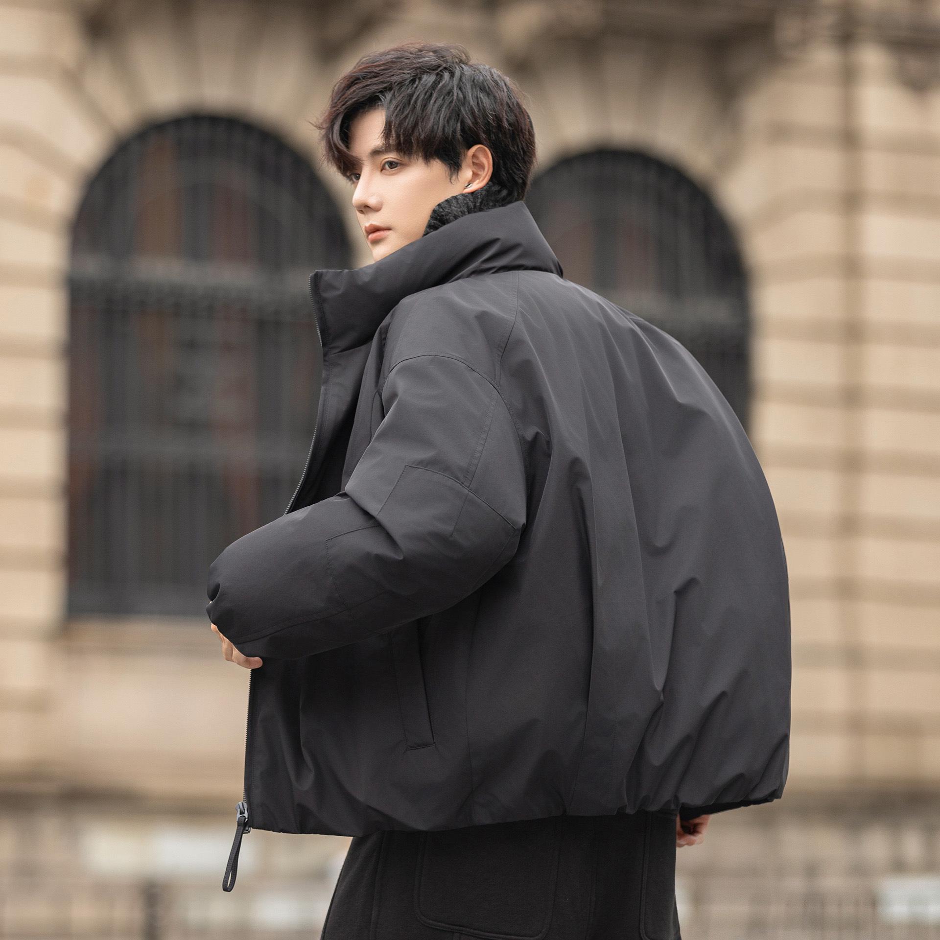 

Trendy Brand 2025 Men s Stand Collar Winter Down Jacket - Lightweight, Thickened Korean Style Coat L чорний