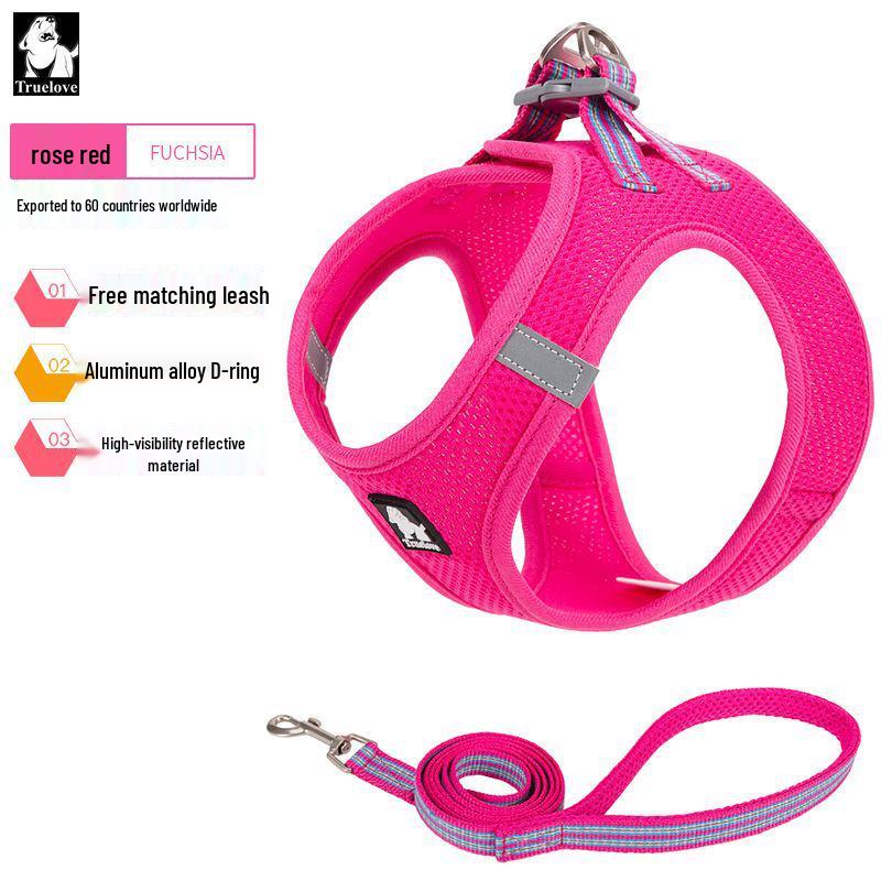 

Vest-Style Dog Leash Chest Harness for Small Dogs 3XS Chest 24-28cm (Recommended 1-3 jin) маджента