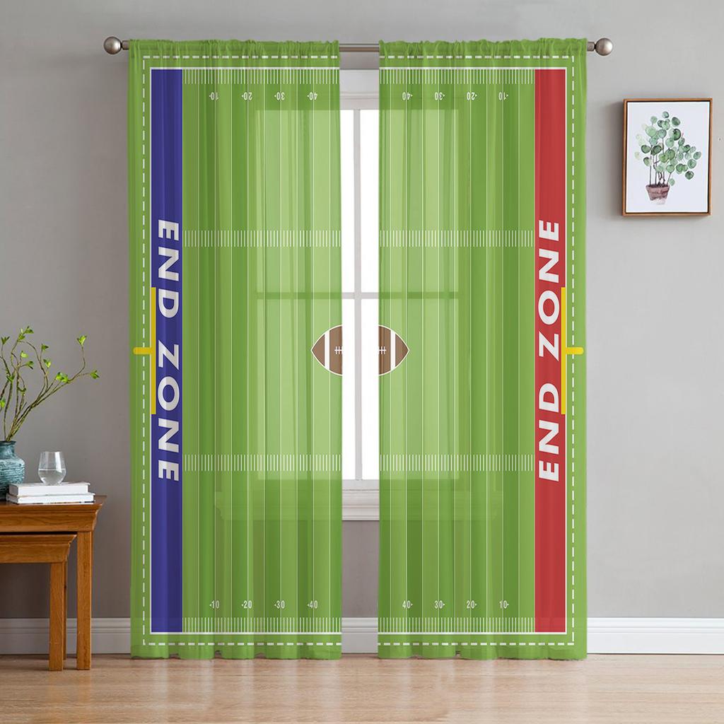 Soccer Balls Football Field Curtain For Living Room Transparent Tulle Curtains Window Sheer For The Bedroom Accessories Decor