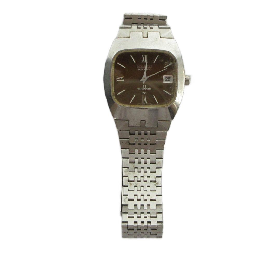SEIKO Emblem Vintage Antique Watch Automatic with Date Calendar Silver Color 2418-3020