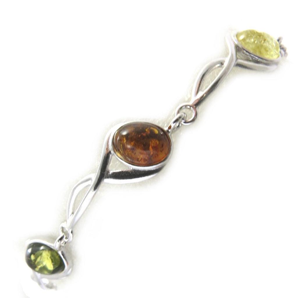 Les Trésors De Lily [N2511] - Silver Bracelet 'Inspiration' 3 Ambers (rhodium-plated) - 8x6 Mm