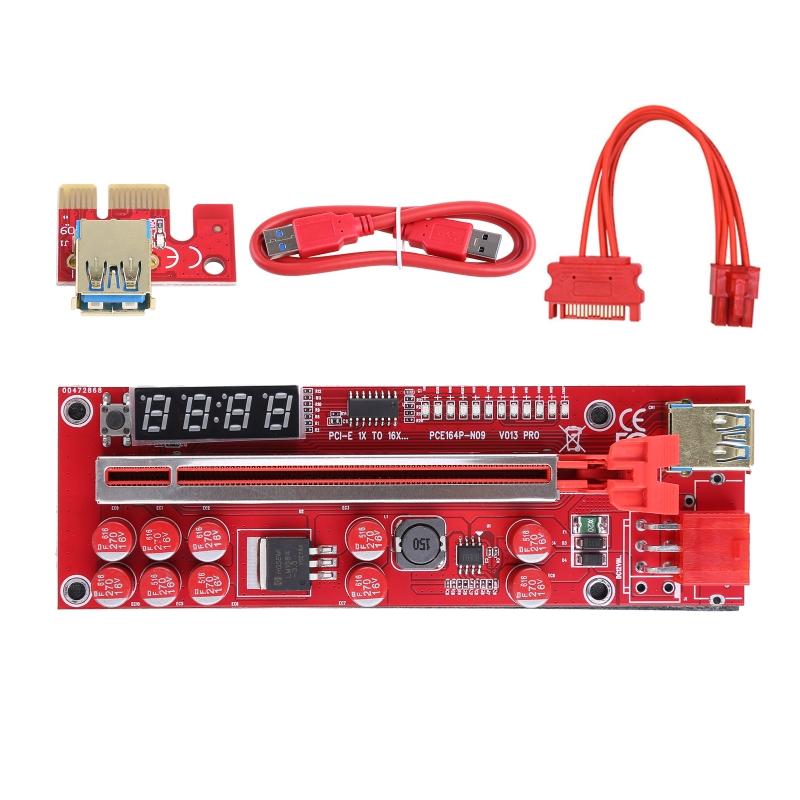 Buy PCIE Riser VER013 Pro GPU Video Card PCIE X1 To X16 USB3.0 6Pin Riser Cable W/Temperature